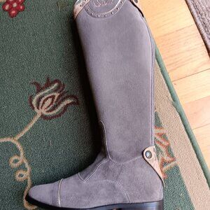 Beautiful Gray Suede Kingsley Riding Boot